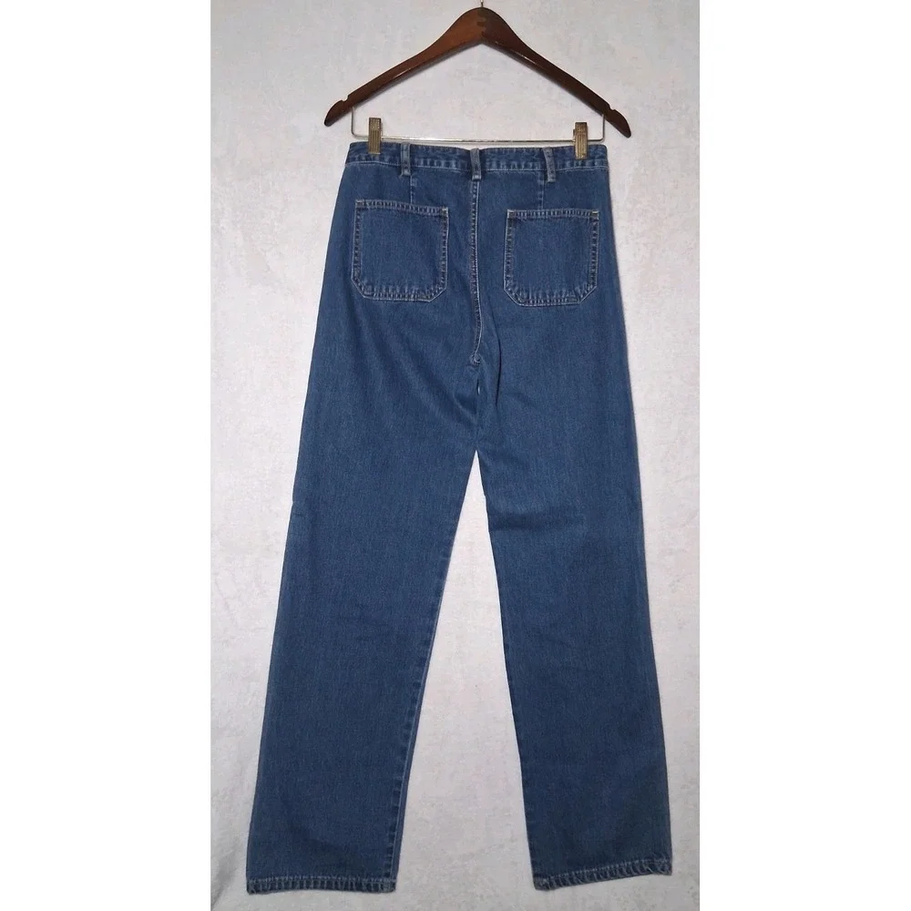 GAP Loose Mid Rise Relaxed Wide Straight Leg Sz 16 Denim Jeans Patch Pockets Y2K